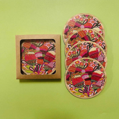 Aussie Natives Tea Towel & Coaster Set - Kirsten Katz