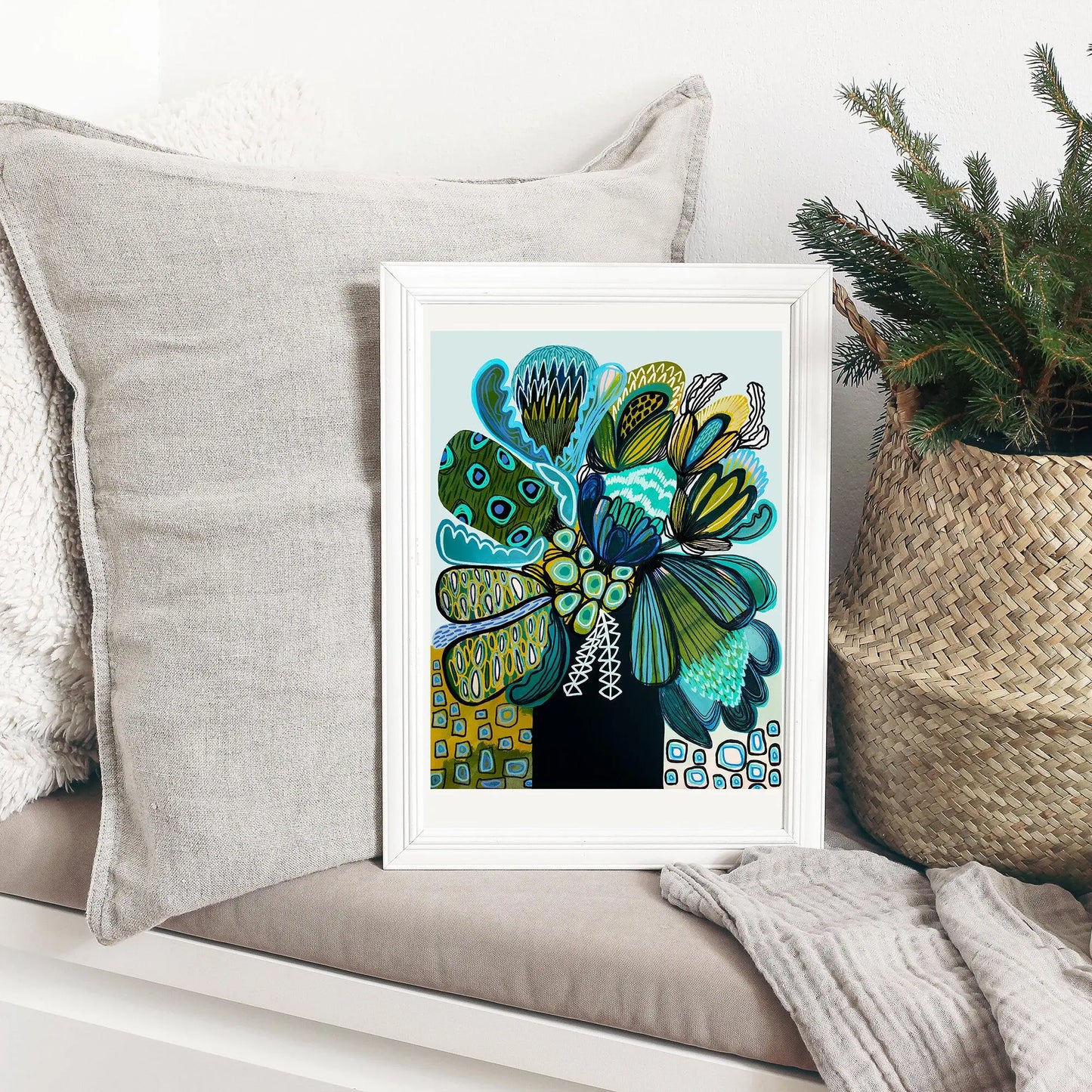 Australia Blue Proteas Art Print - Kirsten Katz