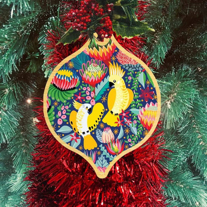Australian Cockatoo Birds Wooden Christmas Bauble - Kirsten Katz
