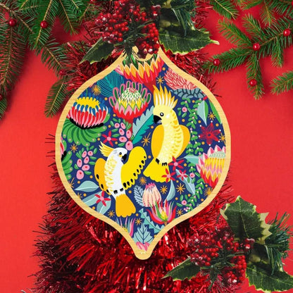 Australian Cockatoo Birds Wooden Christmas Bauble - Kirsten Katz