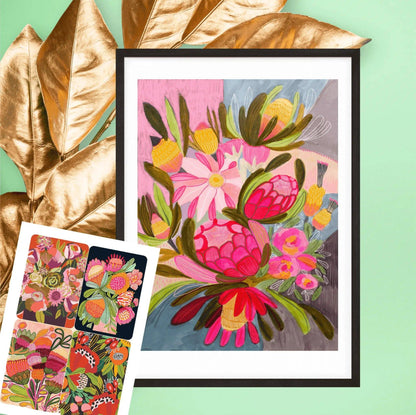 Australian Flowers Botanical Print Wall Art Gift Set - Kirsten Katz