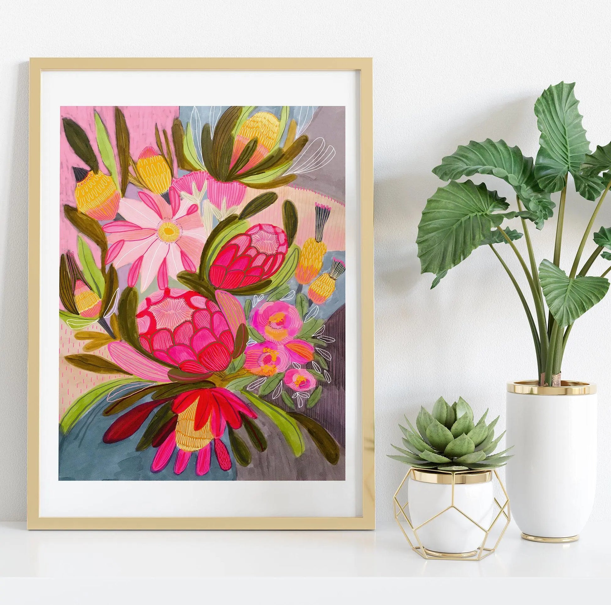 Australian Flowers Botanical Print Wall Art Gift Set - Kirsten Katz