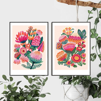 Australian Flowers Wall Art Print Set Kirsten Katz
