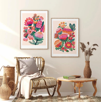 Australian Flowers Wall Art Print Set Kirsten Katz