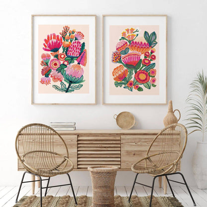 Australian Flowers Wall Art Print Set Kirsten Katz