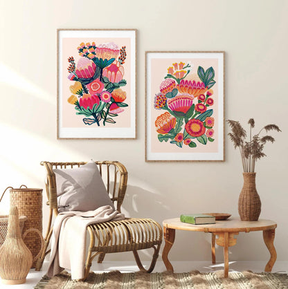 Australian Native Flowers Wall Art Set Kirsten Katz