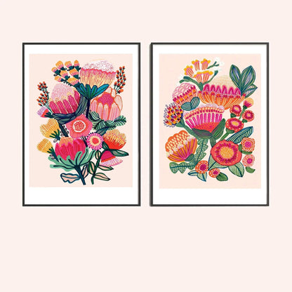 Australian Native Flowers Wall Art Set Kirsten Katz