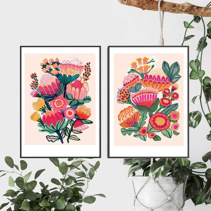 Australian Native Flowers Wall Art Set Kirsten Katz