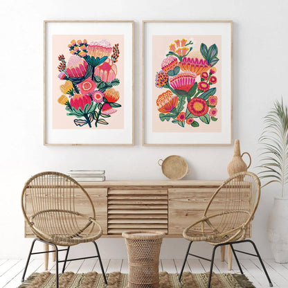 Australian Native Flowers Wall Art Set Kirsten Katz