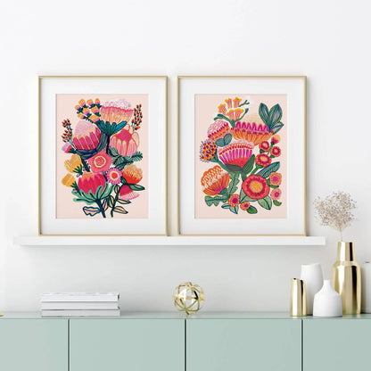 Australian Native Flowers Wall Art Set Kirsten Katz
