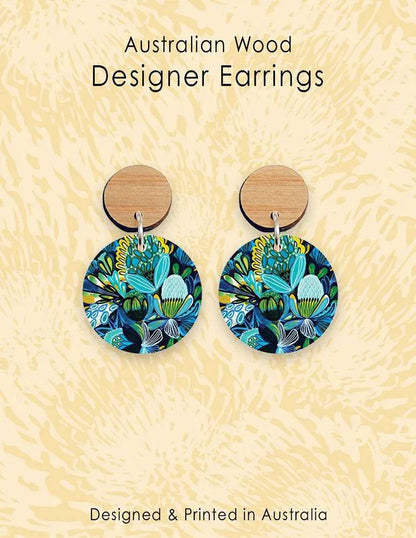 Azure Native Flowers Wooden Earrings - Kirsten Katz