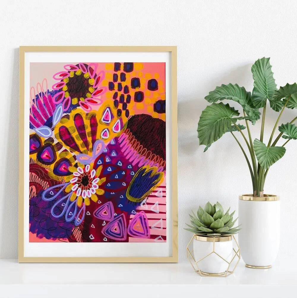 Big Banksia Modern art print by Kirsten Katz — oversized abstract banksia in bright, vivid colour