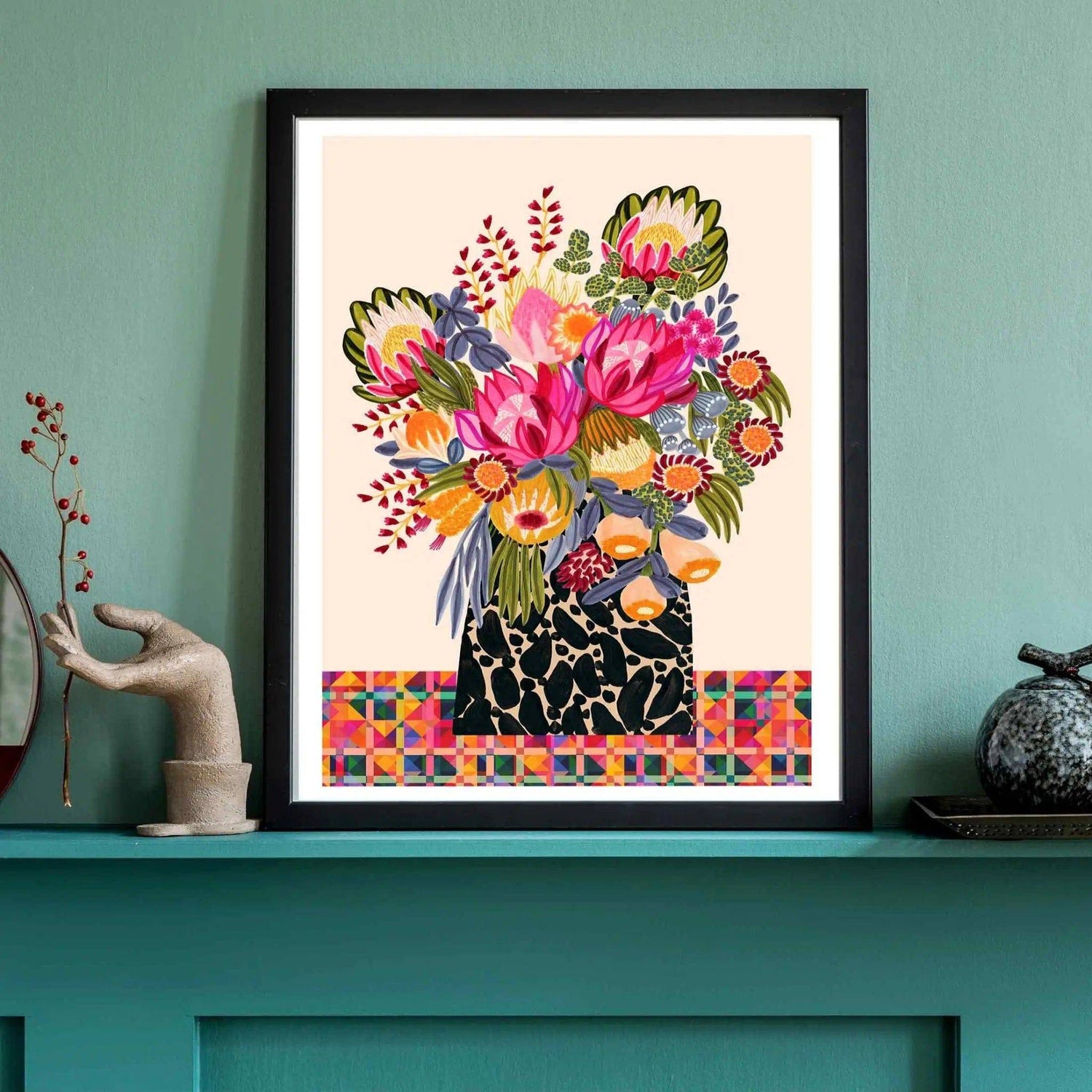 Birthday Bouquet wall art print by Kirsten Katz — a loose, colourful gathered bouquet