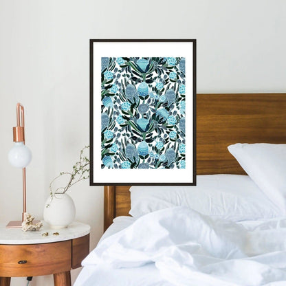 Blue Banksia Botanical Art Print Kirsten Katz