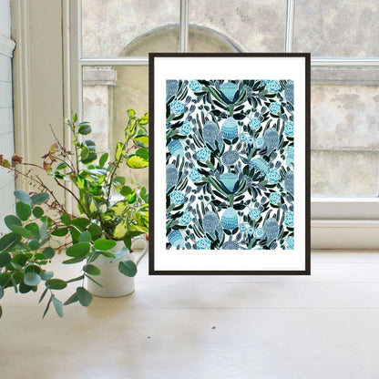 Blue Banksia Botanical Art Print Kirsten Katz