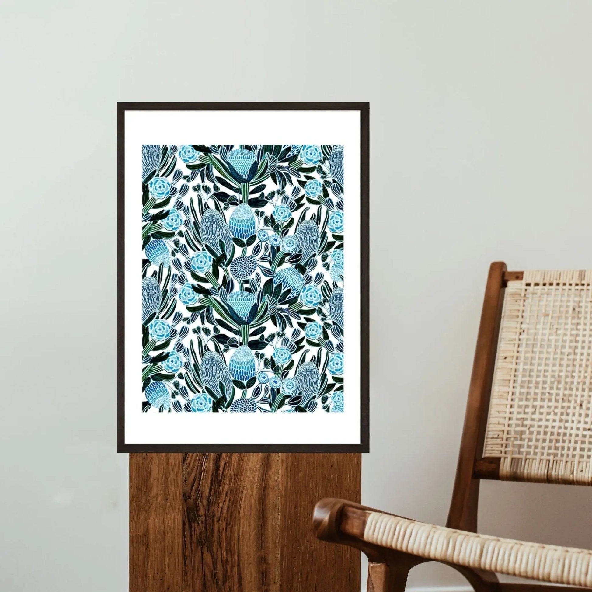 Blue Banksia Botanical Art Print Kirsten Katz