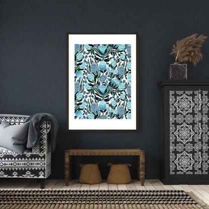 Blue Banksia Botanical Art Print Kirsten Katz