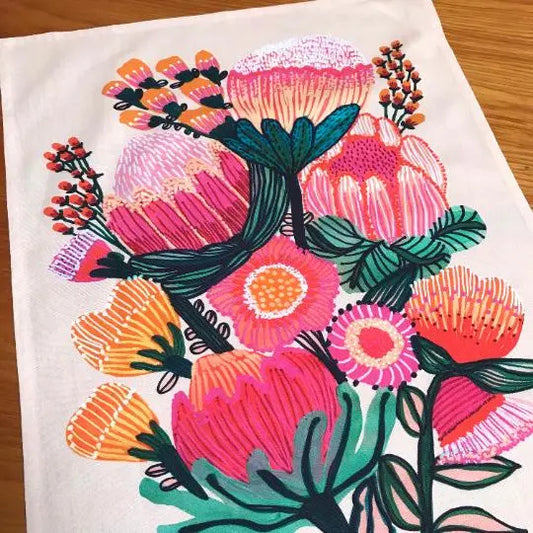 Bouquet of Oz  Floral Tea Towel Printed Kirsten Katz
