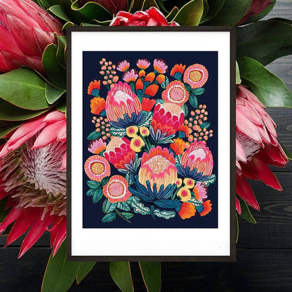 Bush Bounty Midnight Botanical Print Kirsten Katz