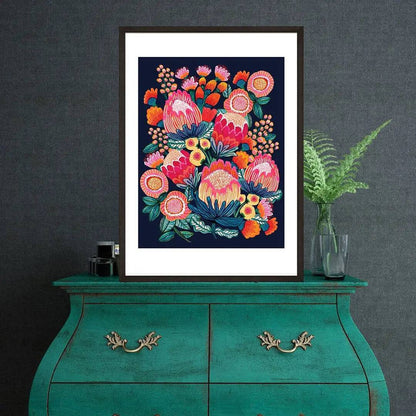 Bush Bounty Midnight Botanical Print Kirsten Katz