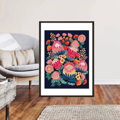 Bush Bounty Midnight Botanical Print Kirsten Katz