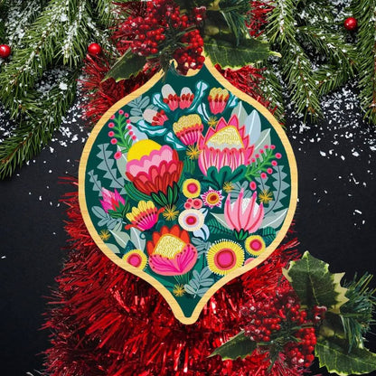 Bush Bouquet Australian Wooden Christmas Bauble - Kirsten Katz
