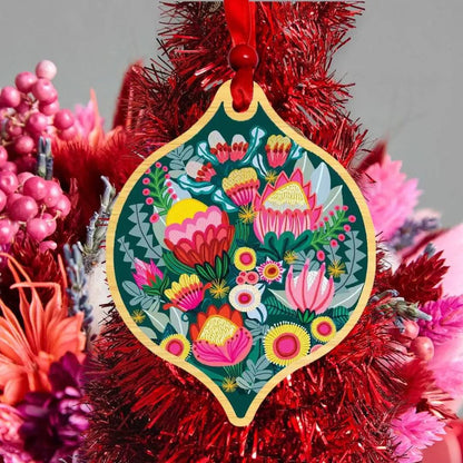Bush Bouquet Australian Wooden Christmas Bauble - Kirsten Katz