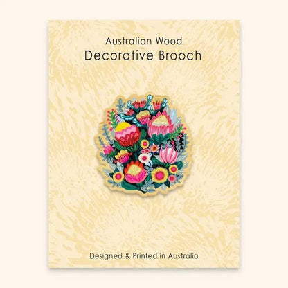 Bush Flowers Australian Wooden Brooch - Kirsten Katz