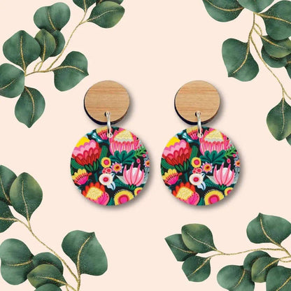 Bush Flowers Australian Wooden Earrings - Kirsten Katz