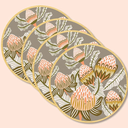 Bush Proteas Coaster & Napkin Set - Kirsten Katz