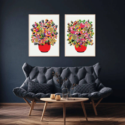 Colour Pop Modern Flower Wall Art Prints - Kirsten Katz