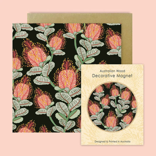 Coral Banksias Magnet & Card Gift Set Kirsten Katz