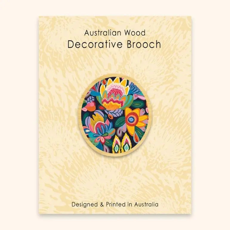 Fantasy Flowers Australian Wooden Brooch - Kirsten Katz