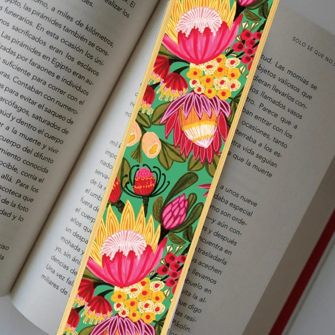 Festive Proteas Australian Wooden Bookmark - Kirsten Katz