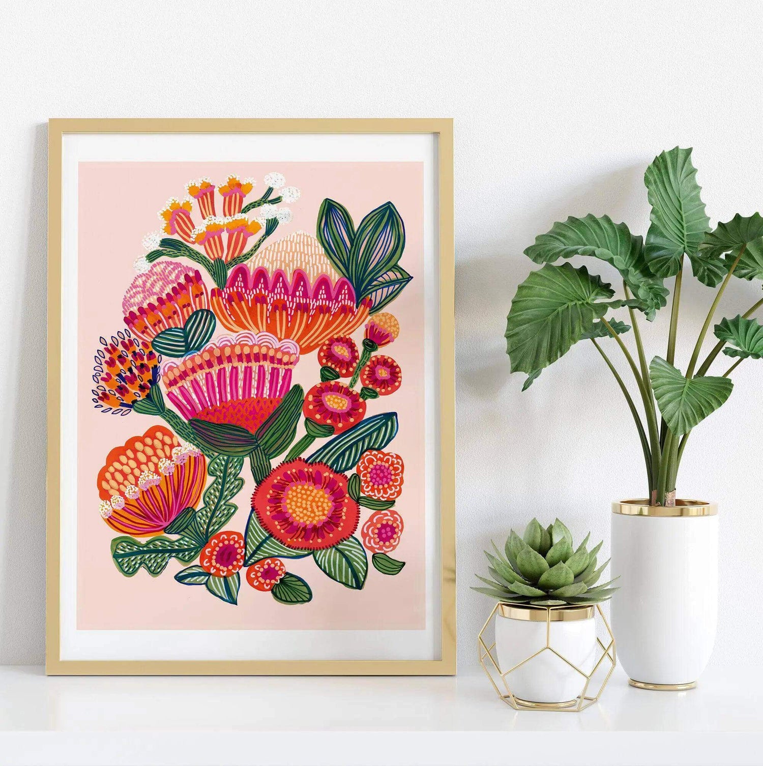 Flowers of Desert art print by Kirsten Katz — wild desert blooms in bold, untamed colour