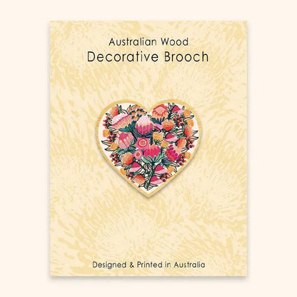 Flowers of Oz Heart Wooden Brooch Kirsten Katz