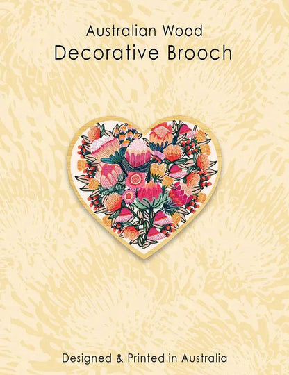 Flowers of Oz Heart Wooden Brooch Kirsten Katz