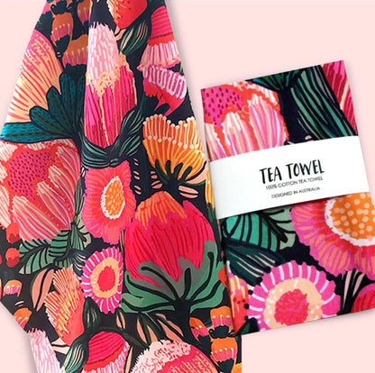 Flowers of Oz Tea Towel & Coaster Set - Kirsten Katz Art & Design