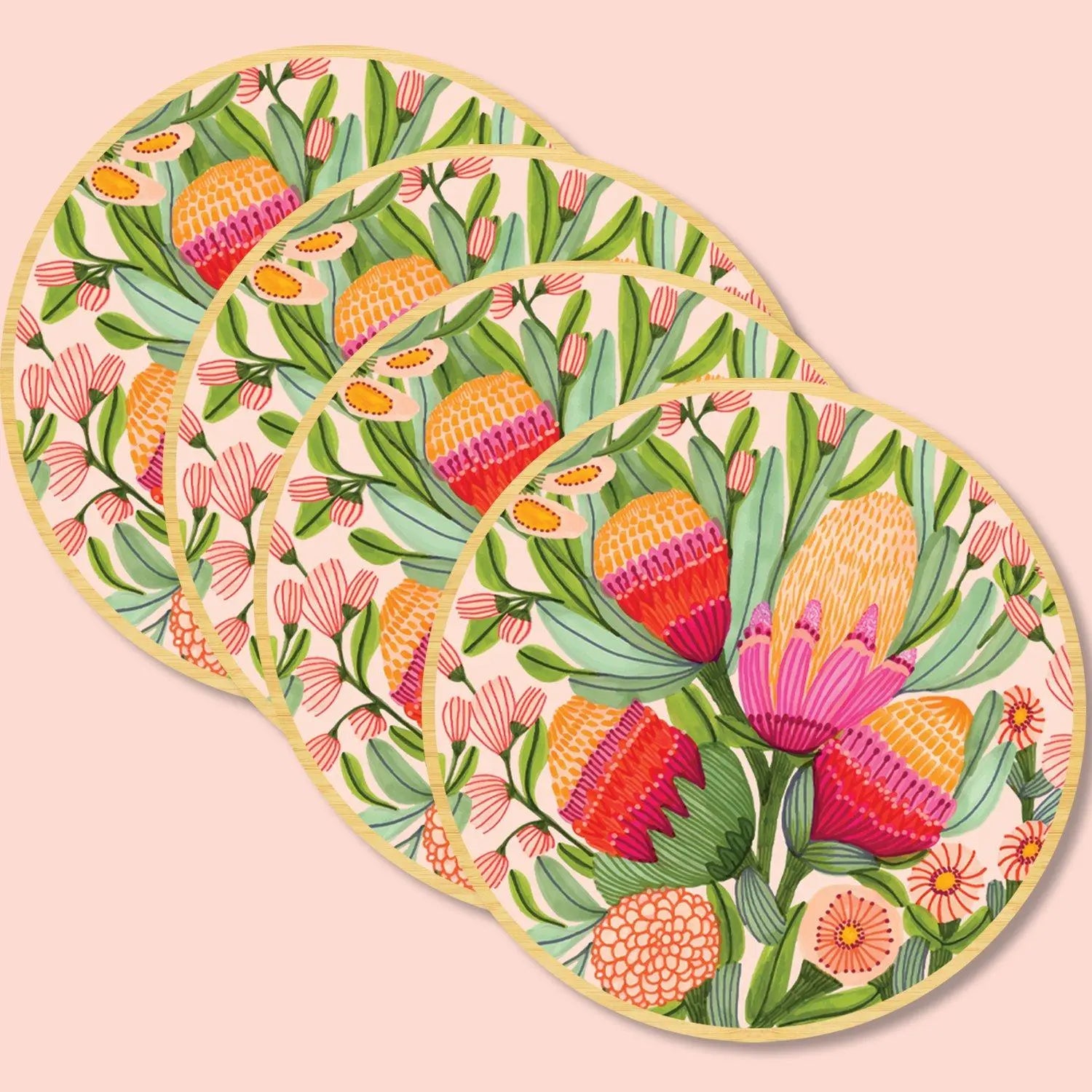 Flowers of Oz Tea Towel & Coaster Set - Kirsten Katz Art & Design