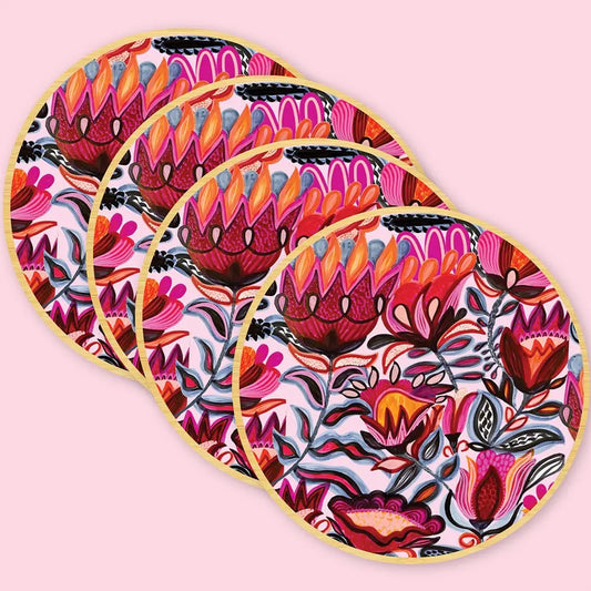 Gypsy Folk Flowers Australian Wooden Coasters - Kirsten Katz