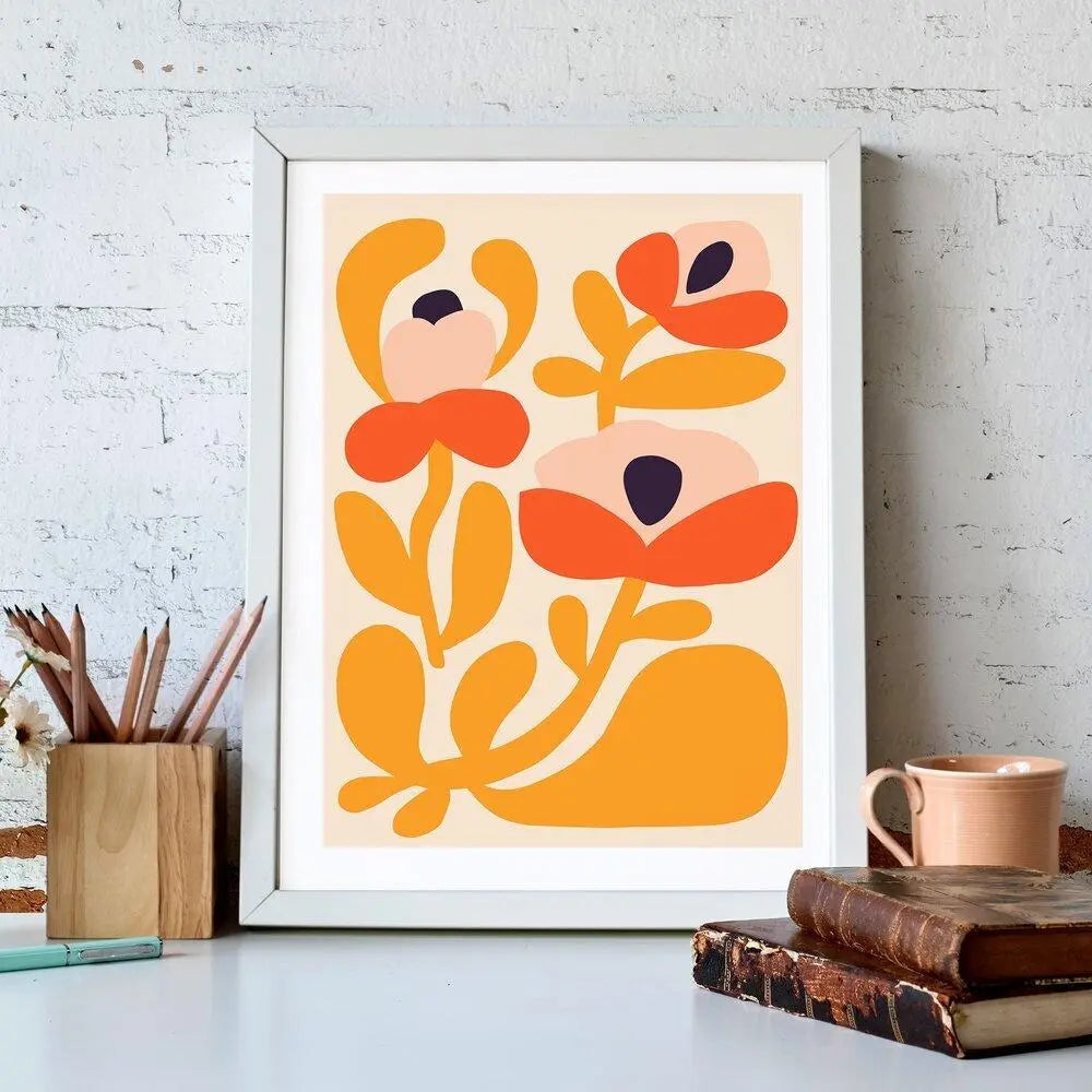 Happy Flowers Modern Art Print - Kirsten Katz