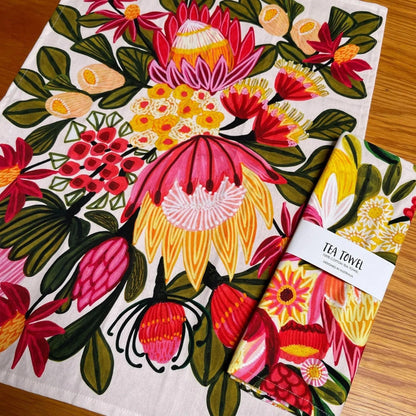 King Proteas Tea Towel by Kirsten Katz