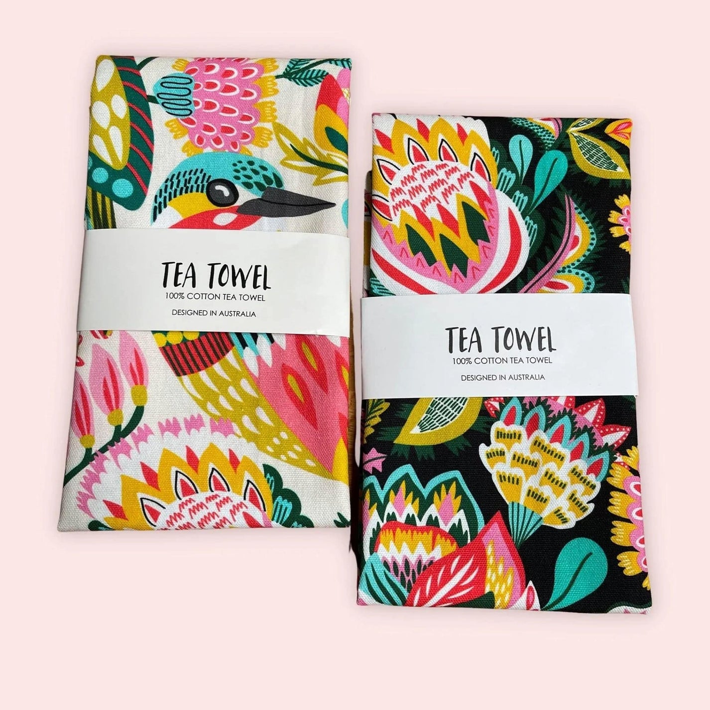 Kingfishers Tea Towel Set | Australian Kitchen Gift – Kirsten Katz