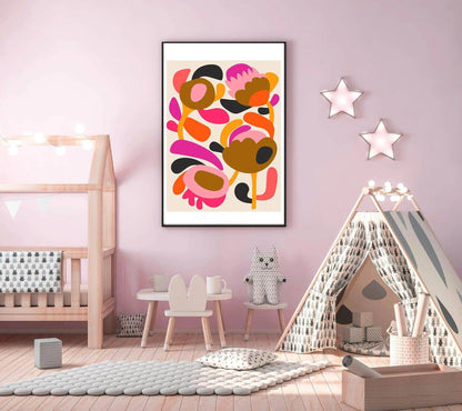 Mid Century Modern Scandinavian Flower Art Print Kirsten Katz