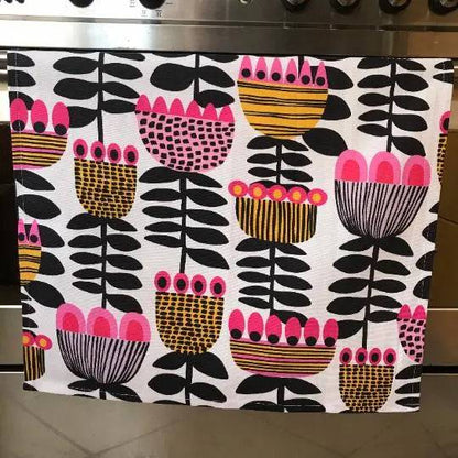 Mid Century Modern Tulips Tea Towel  Set Kirsten Katz