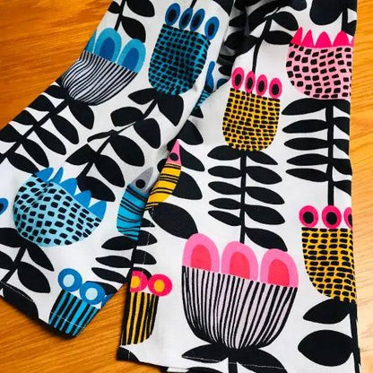 Mid Century Modern Tulips Tea Towel  Set Kirsten Katz