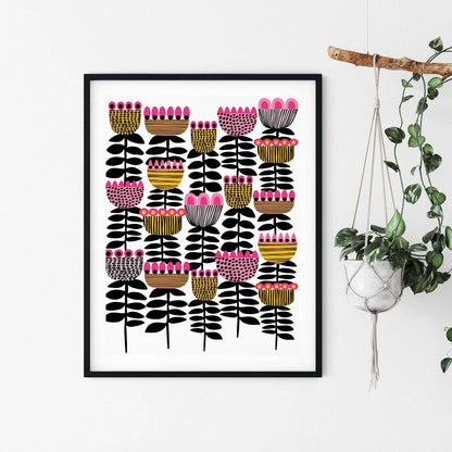 Mid Century Tulips Giclee Art Print Kirsten Katz