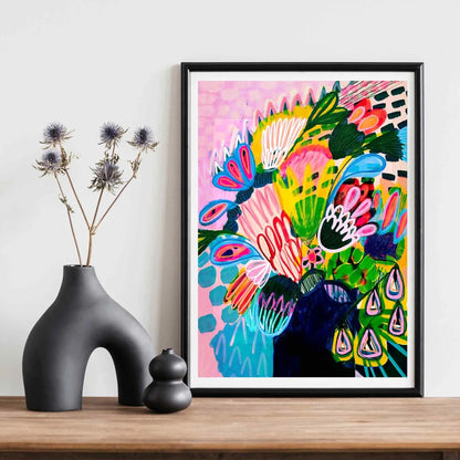 Modern Abstract Wall Art Print - Colours of Summer Flowers - Kirsten Katz
