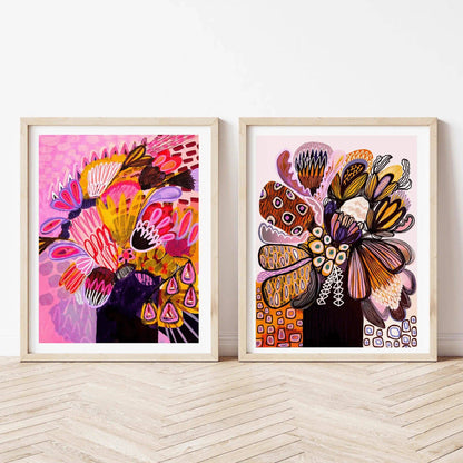Modern Botanical Paintings Wall Art Print Set Kirsten Katz