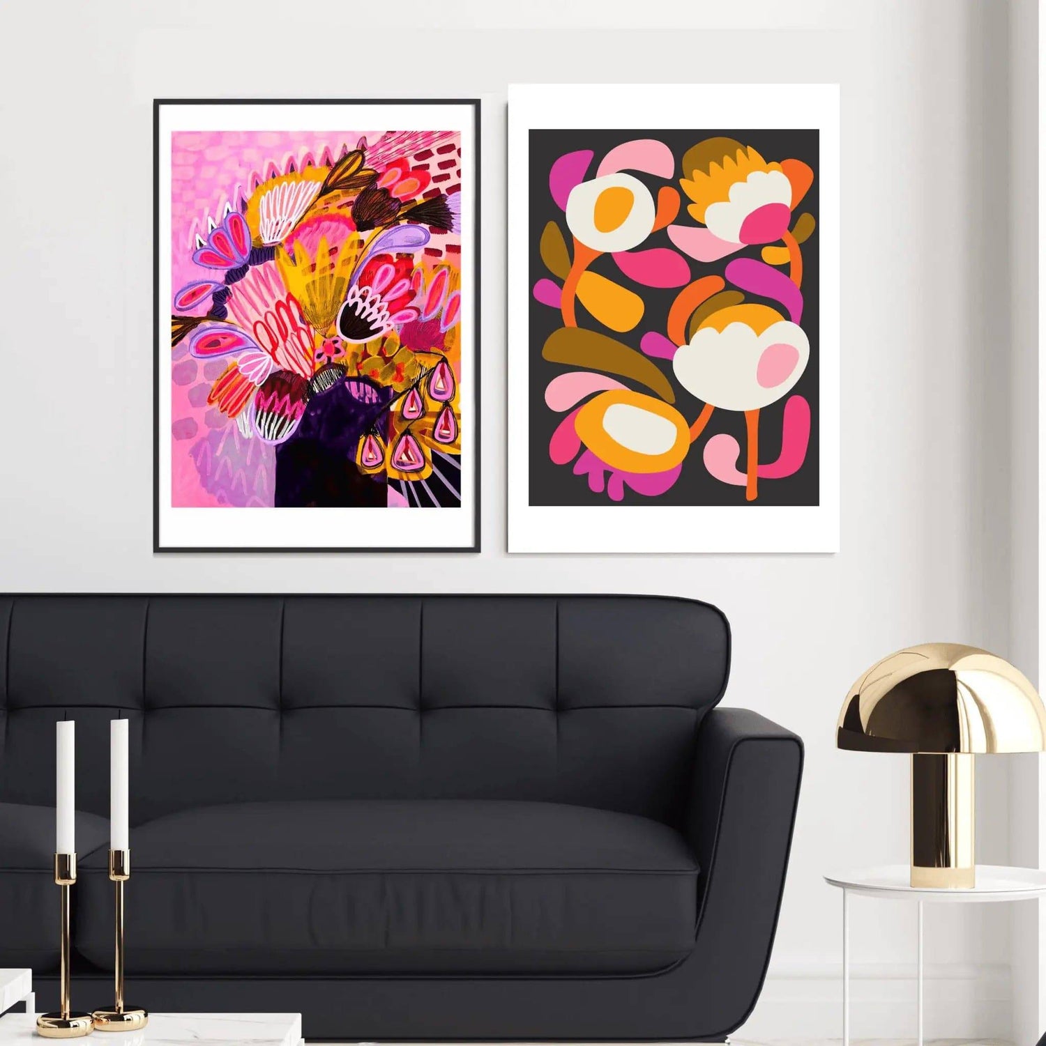 Modern Abstract & Scandinavian Flower print set by Kirsten Katz — a calm Scandinavian flower with a bold abstract still life